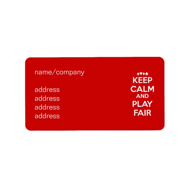 Keep Calm And Play Fair Label (Front)