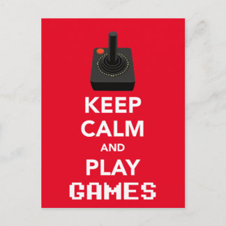Keep calm and play games postcard