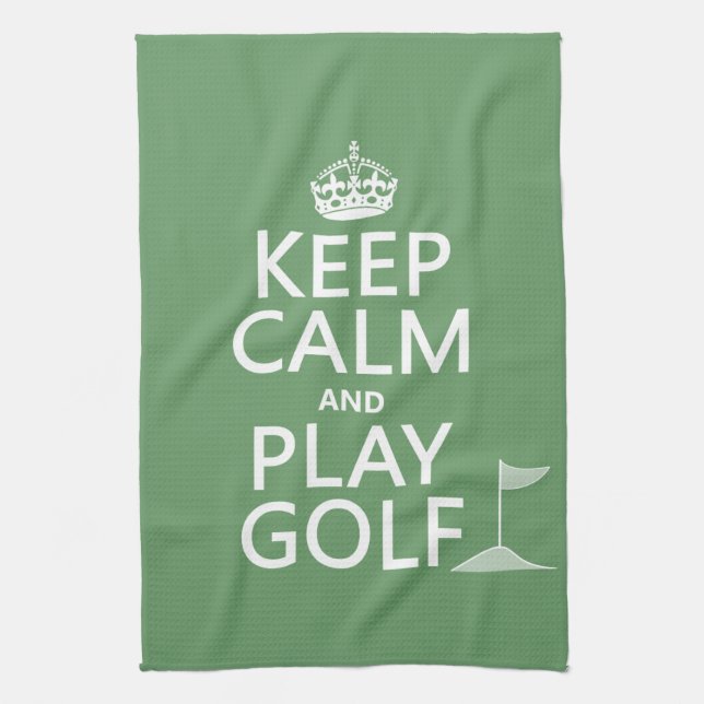 Keep Calm and Play Golf - all colours Tea Towel (Vertical)