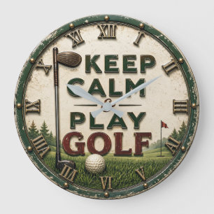 Keep Calm and Play Golf Large Clock