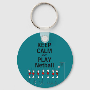 Keep Calm and Play Netball Design Key Ring