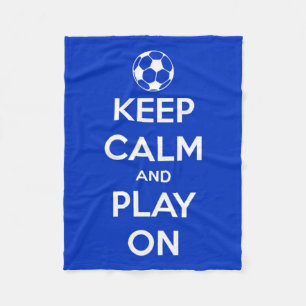 Keep Calm and Play On Blue and White Fleece Blanket