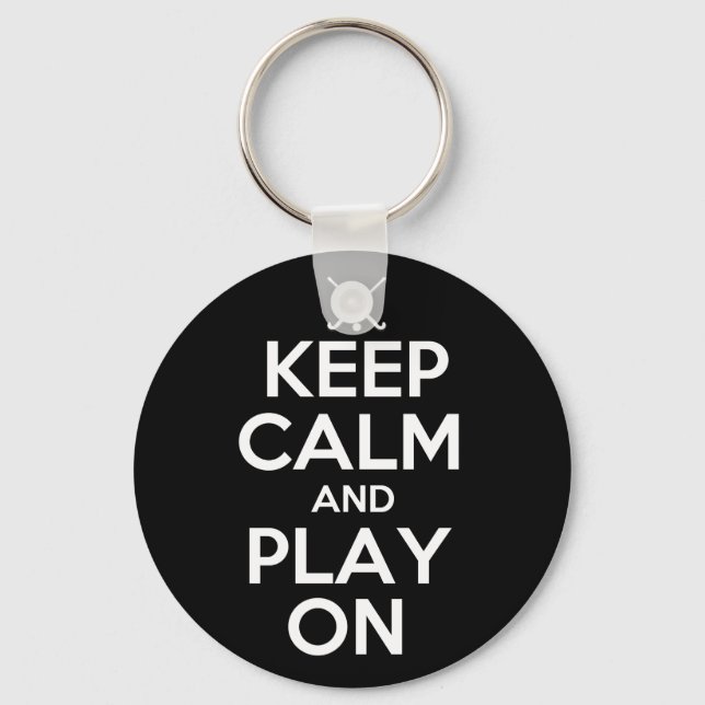 Keep Calm and Play On - Field Hockey Key Ring (Front)