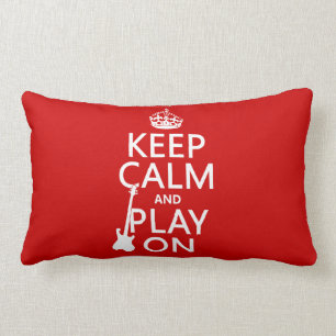 Keep Calm and Play On (guitar)(any colour) Lumbar Cushion