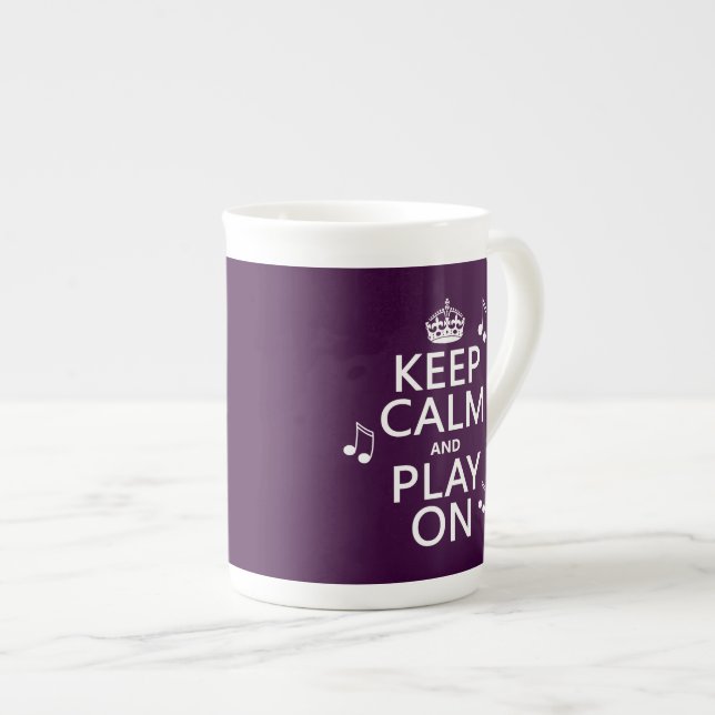 Keep Calm and Play on - music notes - all colours Bone China Mug (Front Right)