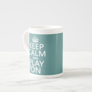 Keep Calm and Play On (Piano)(any background Bone China Mug