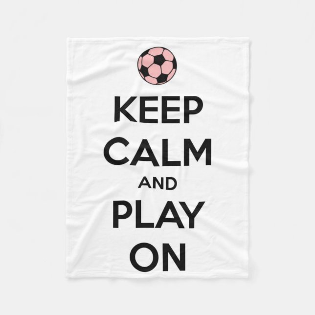 Keep Calm and Play On Pink and Black Fleece Blanket (Front)