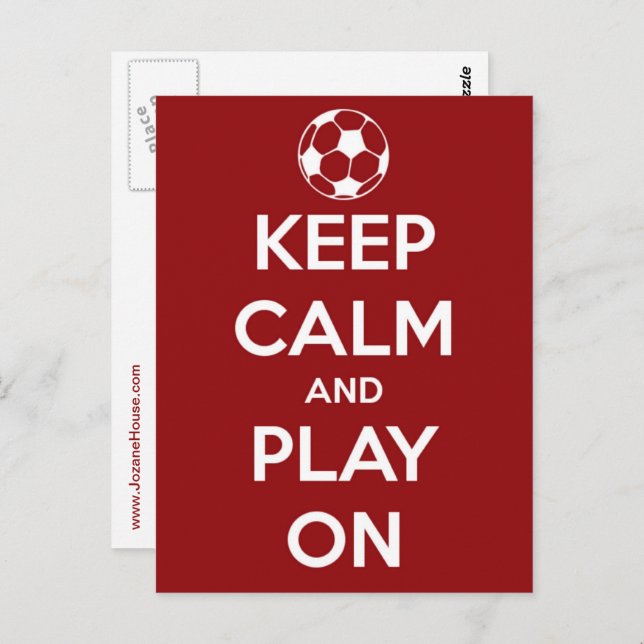 Keep Calm and Play On Red Postcard (Front/Back)