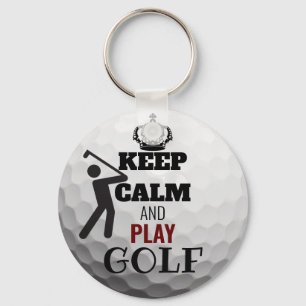 Keep Calm And Play Personalised Golf Ball Keyring