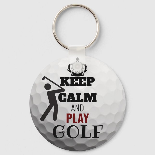 Keep Calm And Play Personalised Golf Ball Keyring (Front)