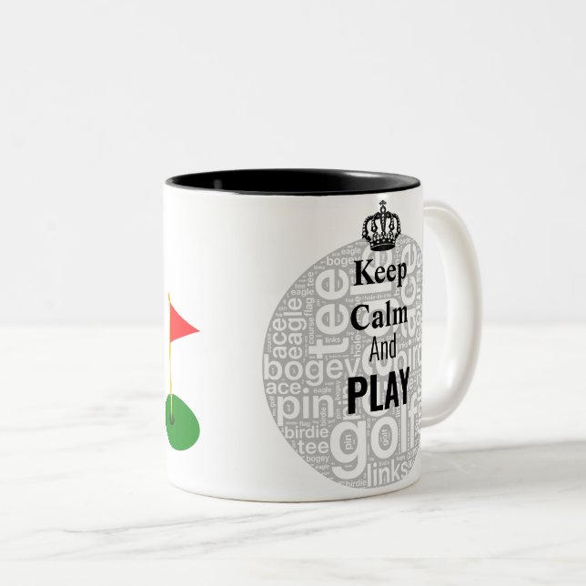 Keep Calm And Play Personalised Golf  Mug (Front Right)