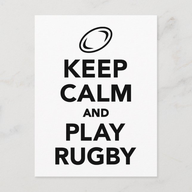 Keep calm and play Rugby Postcard (Front)