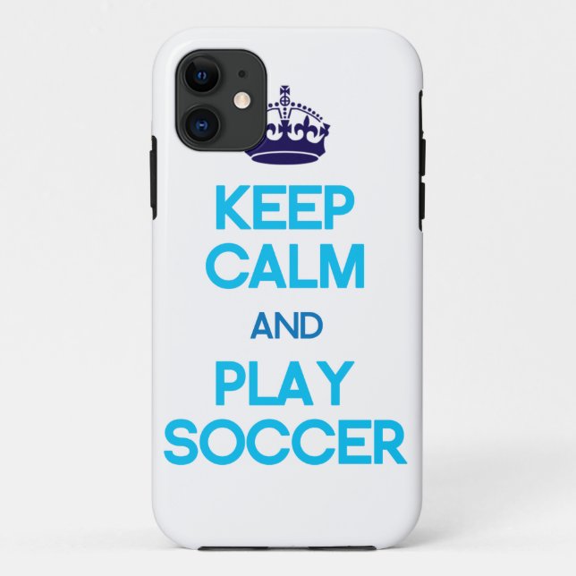 Keep Calm And Play Soccer (Blue) Case-Mate iPhone Case (Back)