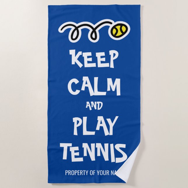 Keep calm and play tennis funny beach towel gift (Front)