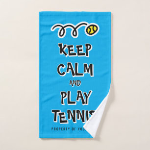 Keep calm and play tennis funny sports hand towel