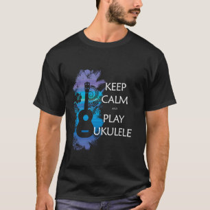 KEEP CALM and PLAY UKULELE Tribal colourful T-Shirt