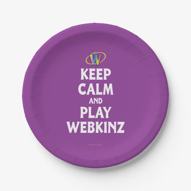 Keep Calm And Play Webkinz Paper Plate (Front)