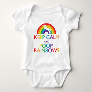 Keep Calm and Poop Rainbows Unicorn Baby Bodysuit
