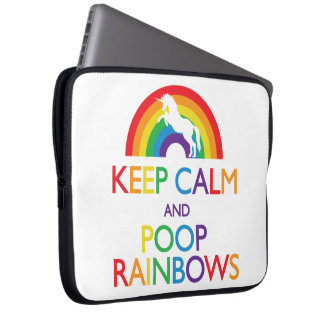 Keep Calm and Poop Rainbows Unicorn Laptop Sleeve