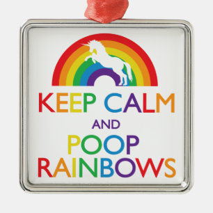 Keep Calm and Poop Rainbows Unicorn Metal Tree Decoration