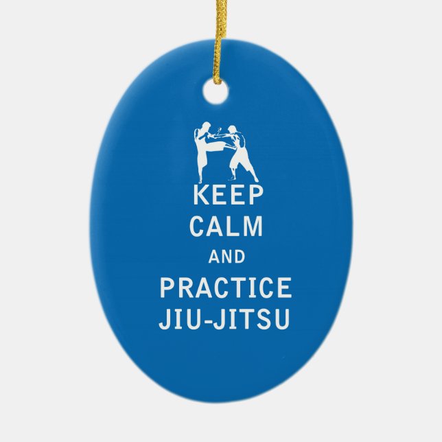 Keep Calm and Practice Jiu-Jitsu Ceramic Tree Decoration (Front)