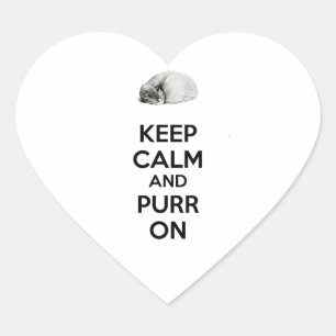 Keep Calm and Purr On Sketch Sleeping Cat Heart Sticker