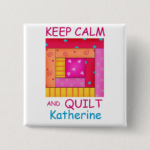 Keep Calm and Quilt Colourful Log Cabin Block 15 Cm Square Badge