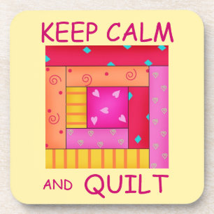 Keep Calm and Quilt Colourful Log Cabin Block Coaster