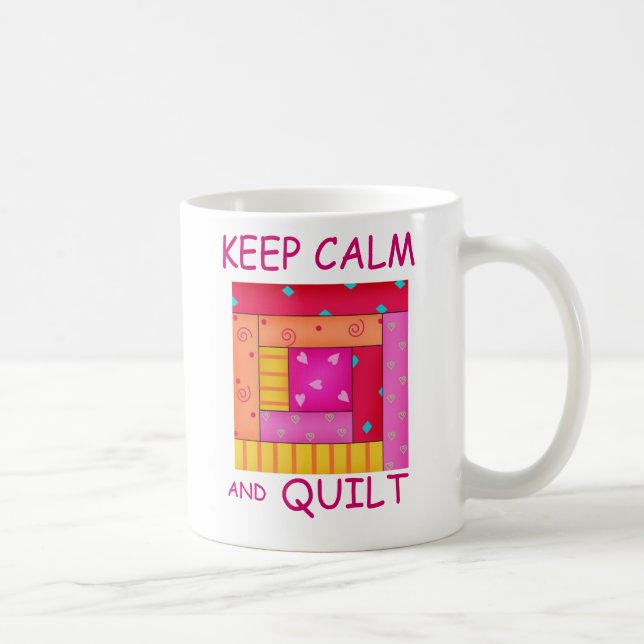 Keep Calm and Quilt Colourful Log Cabin Block Coffee Mug (Right)