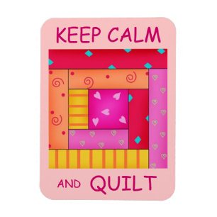 Keep Calm and Quilt Colourful Log Cabin Block Magnet