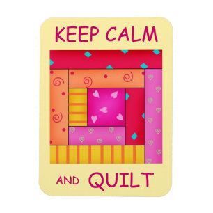Keep Calm and Quilt Colourful Log Cabin Block Magnet