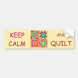 Keep Calm and Quilt Colourful Patchwork Blocks Bumper Sticker