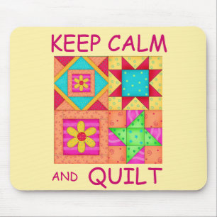 Keep Calm and Quilt Colourful Patchwork Blocks Mouse Pad
