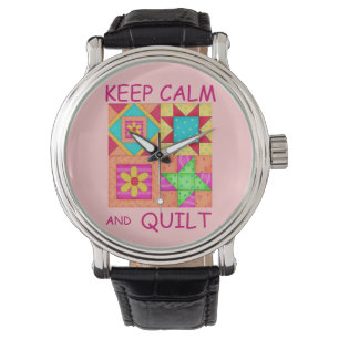 Keep Calm and Quilt Colourful Patchwork Blocks Watch