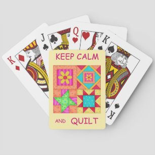 Keep Calm and Quilt For Block  Colourful Patchwork Playing Cards
