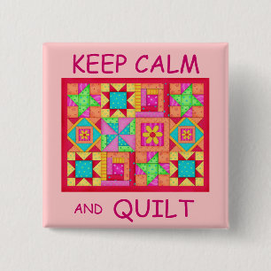 Keep Calm and Quilt Multi Block Patchwork Quilt 15 Cm Square Badge