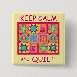 Keep Calm and Quilt Multi Block Patchwork Quilt 15 Cm Square Badge