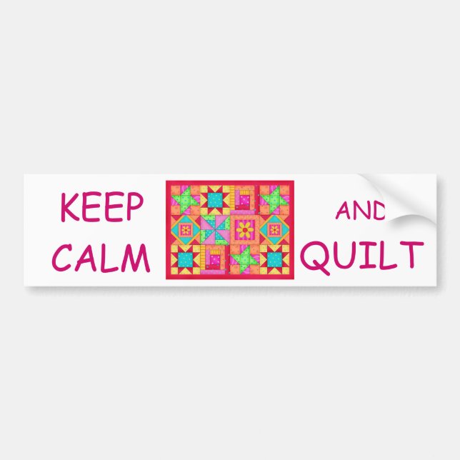 Keep Calm and Quilt Multi Block Patchwork Quilt Bumper Sticker (Front)