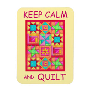 Keep Calm and Quilt Multi Block Patchwork Quilt Magnet