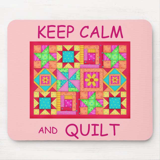 Keep Calm and Quilt Multi Block Patchwork Quilt Mouse Pad (Front)
