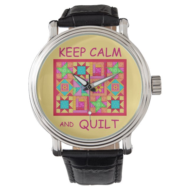 Keep Calm and Quilt Multi Block Patchwork Quilt Watch (Front)