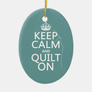 Keep Calm and Quilt On - available in all colours Ceramic Tree Decoration
