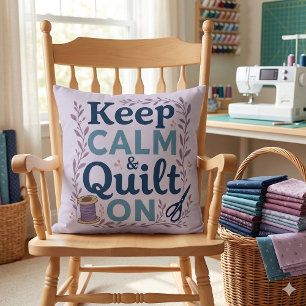 Keep Calm and Quilt On Vintage Sewing Lover Design Cushion