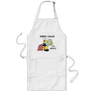 Keep Calm and Quilt Whimsy Honey Bee Art Long Apron