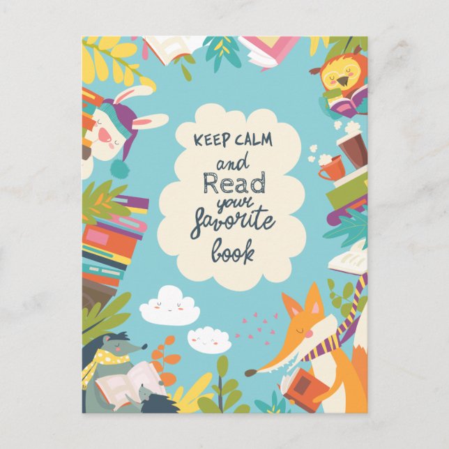 Keep Calm And Read Postcard (Front)