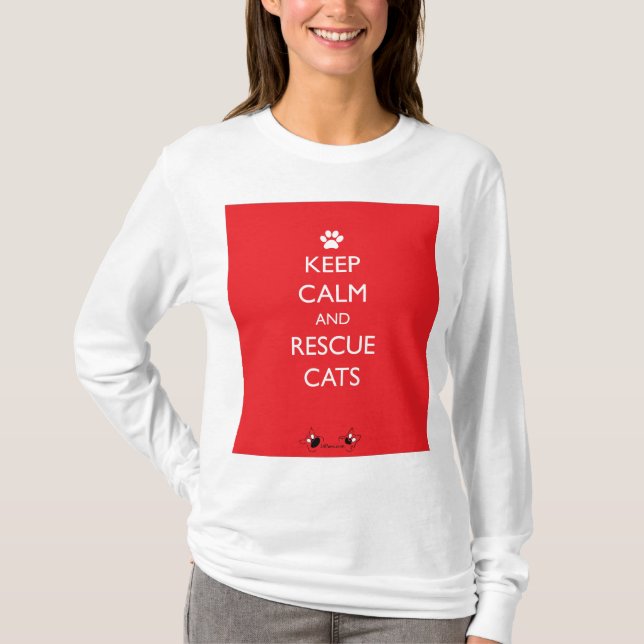 Keep Calm and Rescue Cats White Paw T-Shirt (Front)
