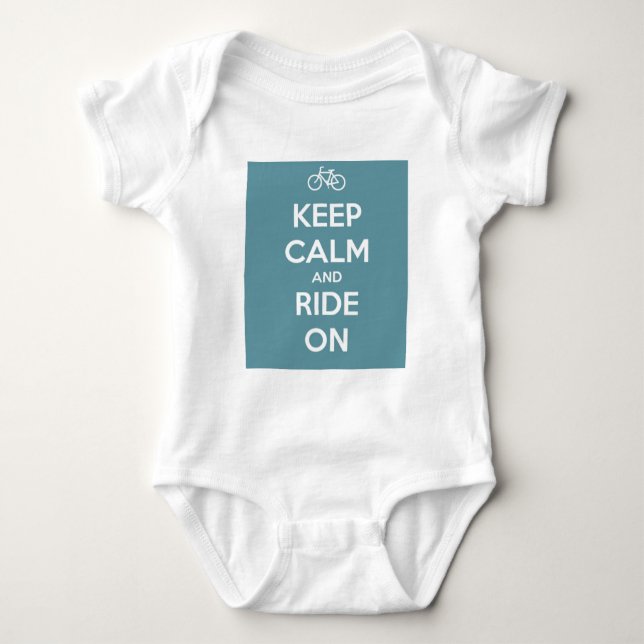 Keep Calm and Ride On Blue Baby Bodysuit (Front)
