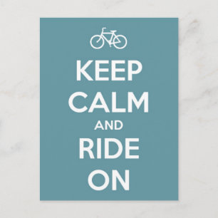 Keep Calm and Ride On Blue Postcard