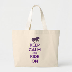 Keep Calm and Ride On Equestrian Horseback Riding Large Tote Bag