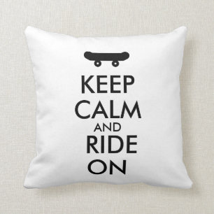 Keep Calm and Ride On Skateboarding Rider Custom Cushion